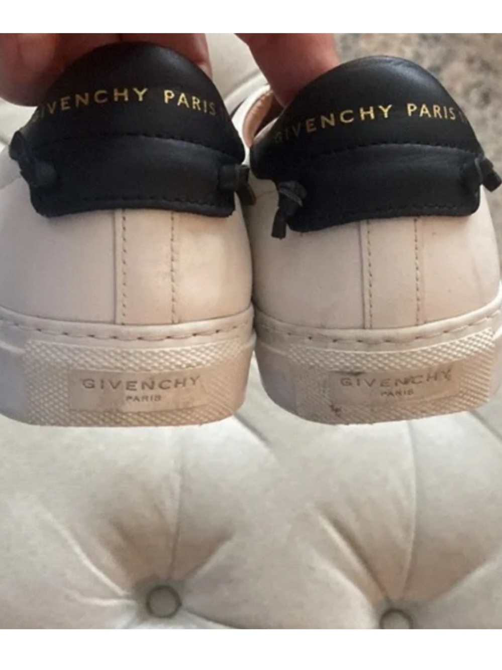 Givenchy White Slip-On Sneakers with Black Strap